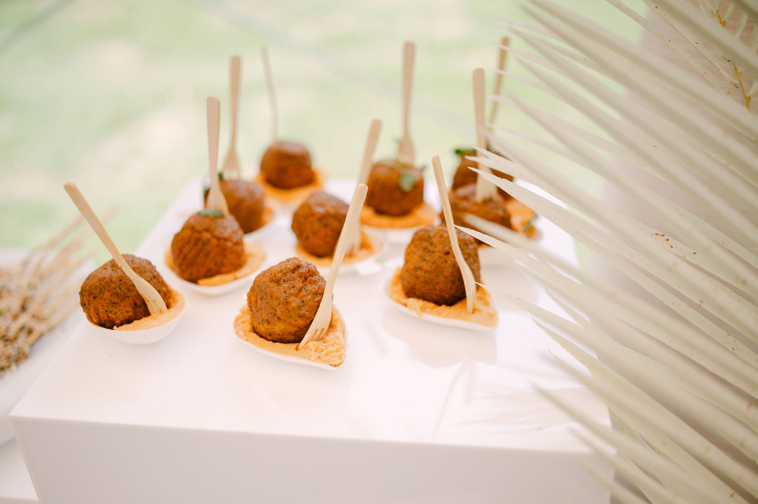 Gourmet wedding cocktail hour appetizers served at a Southwest Michigan wedding reception planned by Forever & Always Event Planning